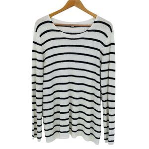 August Mist boutique striped tunic length sweater with patch elbows size xlarge